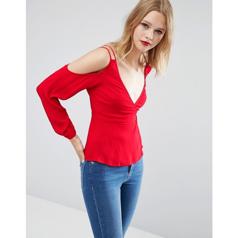 ASOS - Schulterfreie Bluse - Rot