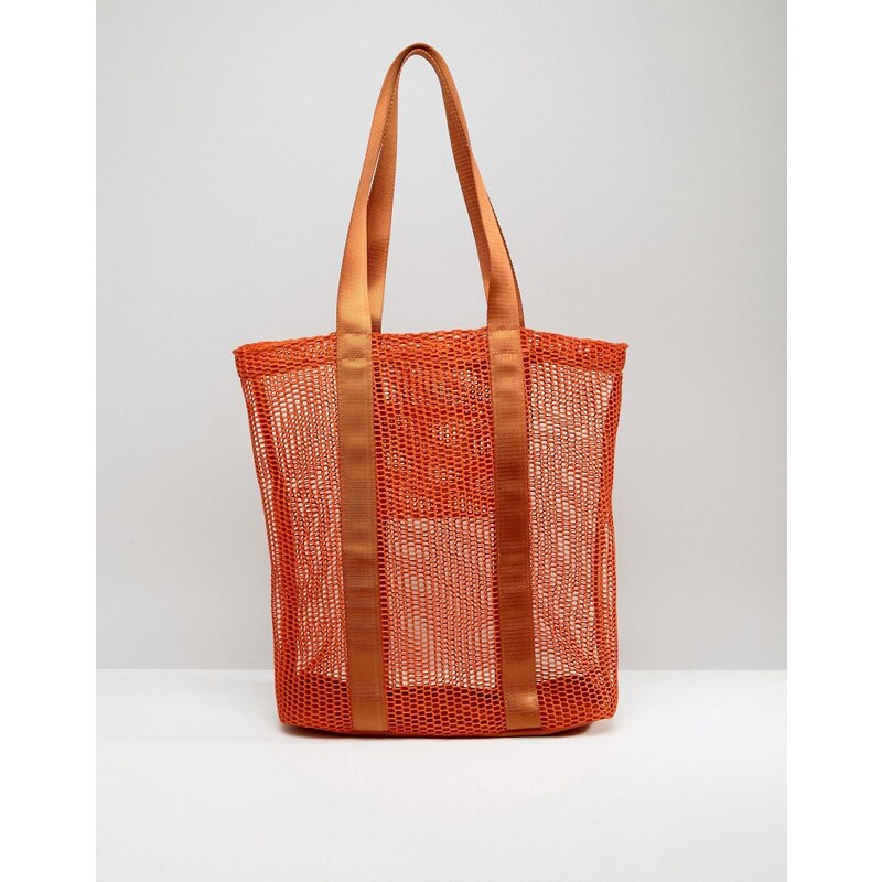 ASOS LIFESTYLE - Shopper-Tasche mit Netz- und Webeinsätzen - Orange
