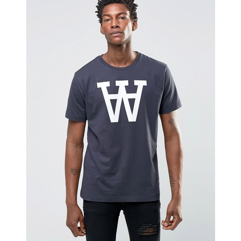 Wood Wood - Exklusives T-Shirt mit großem AA-Logo - Marineblau