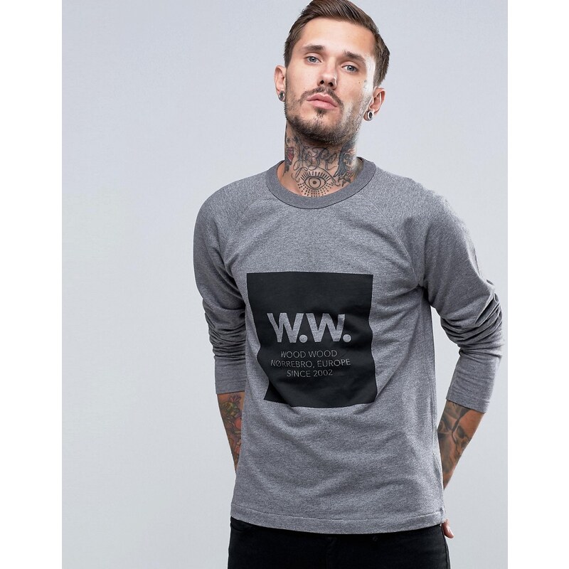 Wood Wood - Tyrone - Leichtes Sweatshirt mit Box-Logo - Grau