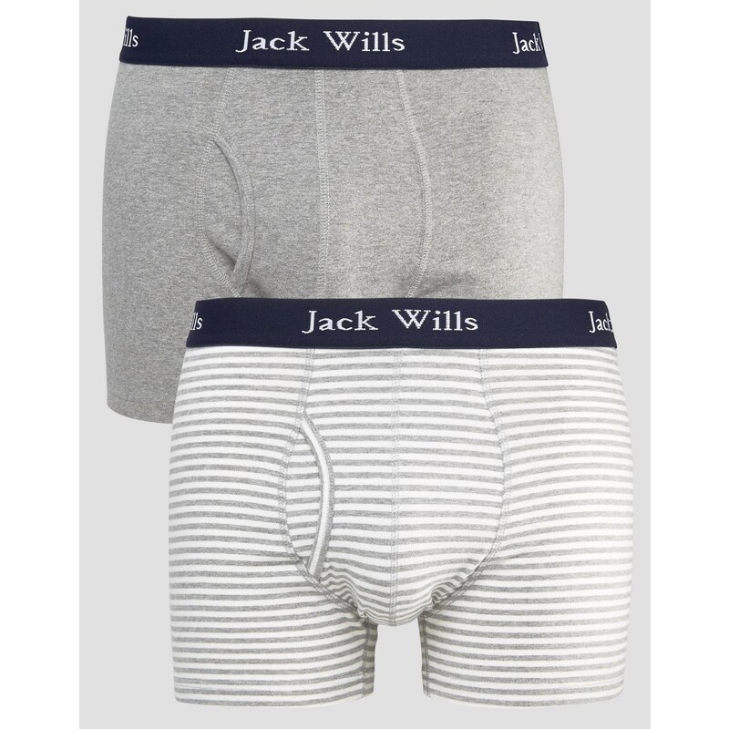 Jack Wills - Unterhosen im 2er-Pack, grau mit feinen Streifen - Grau