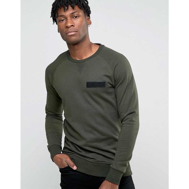 Jack & Jones - Sweatshirt mit Raglan-Ärmeln und Army-Detail - Grün