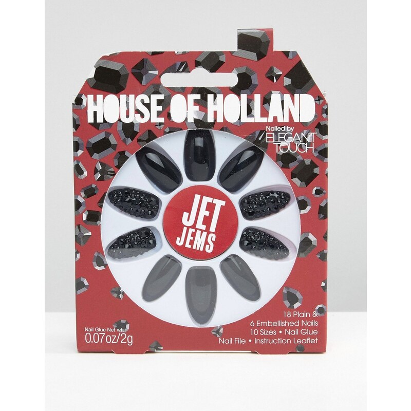 House Of Holland By Elegant Touch - Party-Nägel - Jet Jems - Schwarz