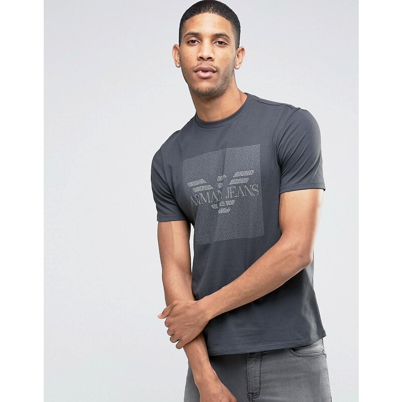 Armani Jeans - Graues T-Shirt mit Box-Logo - Grau