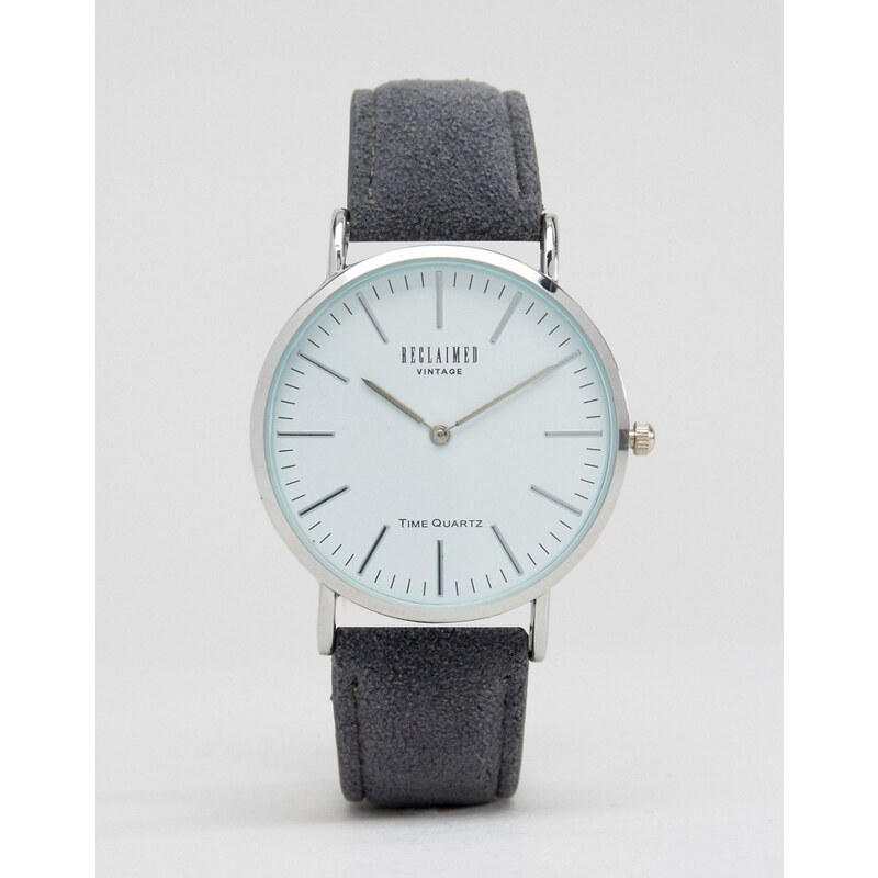 Reclaimed Vintage - Uhr mit Wollarmband in Grau - Grau