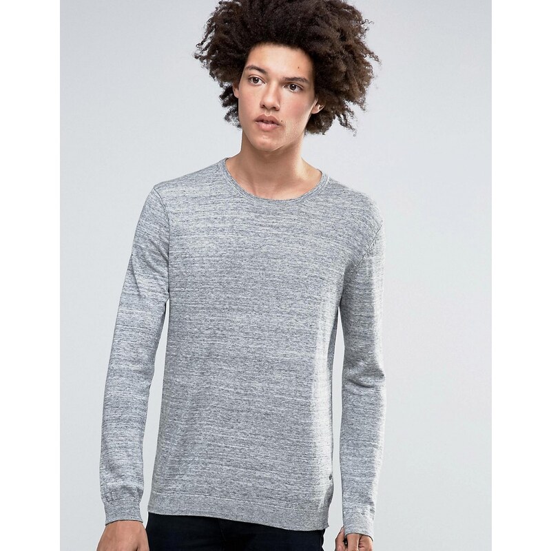 Minimum - Davin - Melange-Pullover mit Rundhalsausschnitt - Grau