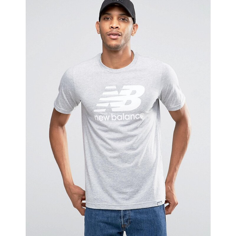 New Balance - MT63554_AG - Klassisches, graues T-Shirt mit Logo - Grau