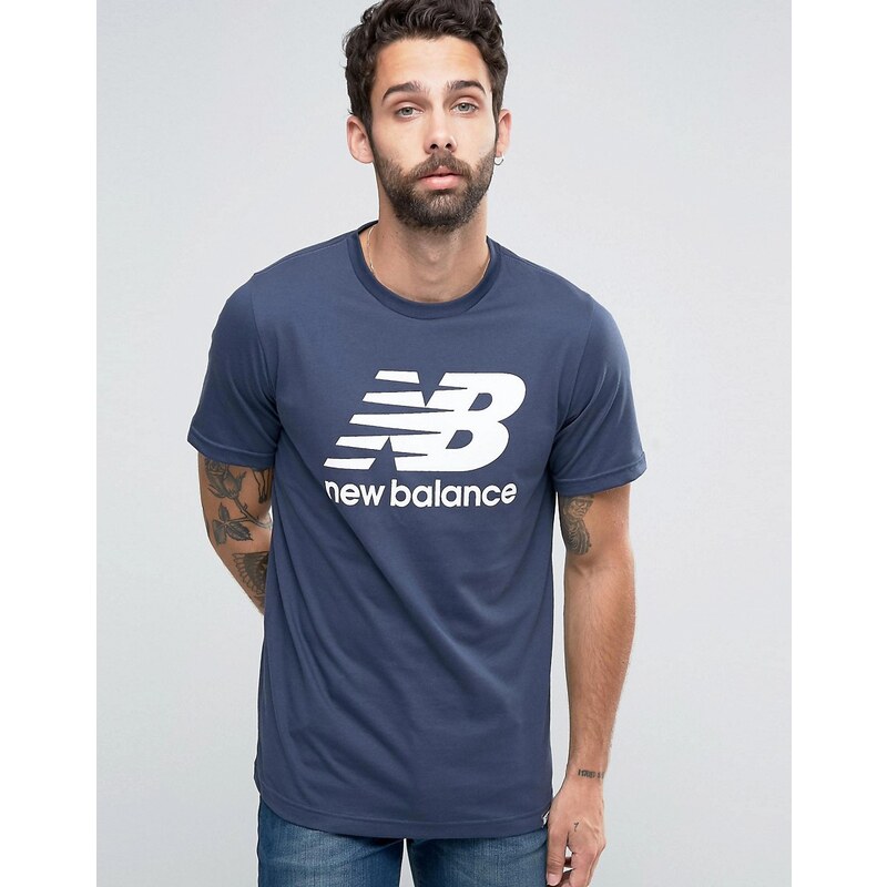 New Balance - Klassisches blaues T-Shirt mit Logo, MT63554_NV - Blau