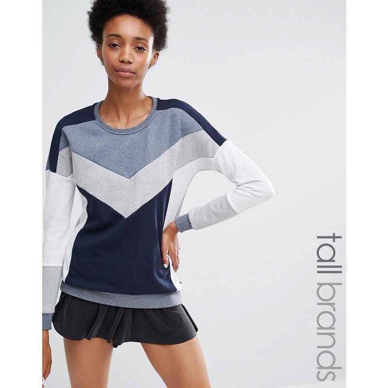 Vero Moda Tall - Sweatshirt mit Blockstreifen - Marineblau