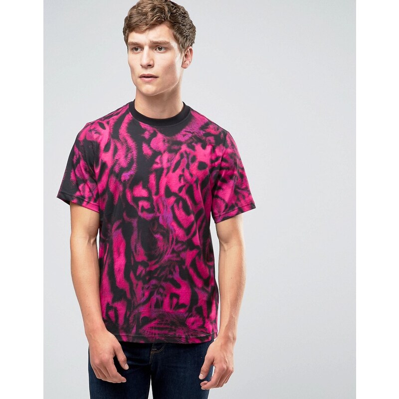 PS by Paul Smith Paul Smith - T-Shirt mit Tiger-Print in Rosa, reguläre Passform - Rosa