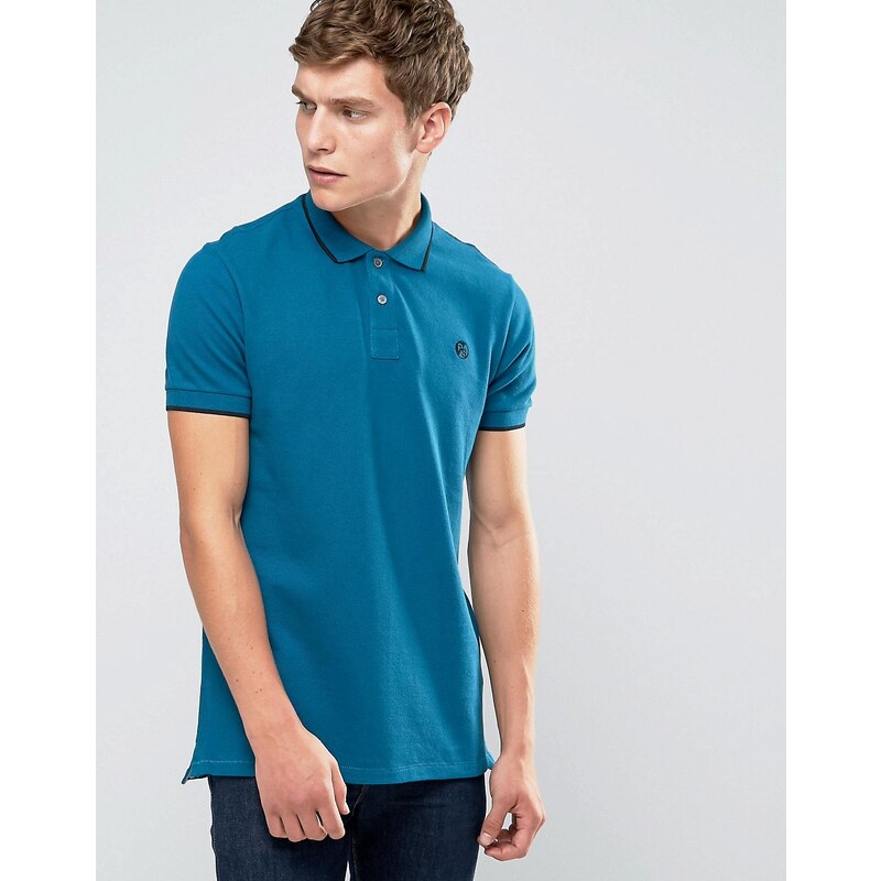 PS by Paul Smith Paul Smith - Blaues Polohemd mit PS-Logo in schmaler Passform - Blau