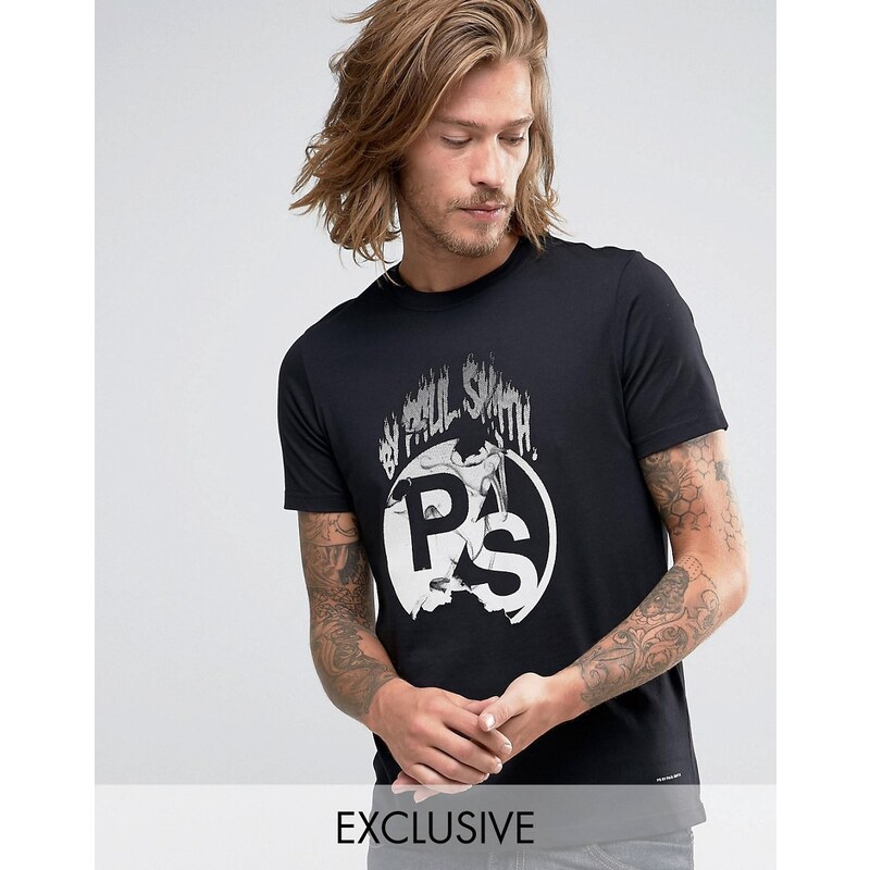 PS by Paul Smith Paul Smith - Schmales, exklusives T-Shirt mit PS-Print in Schwarz - Schwarz