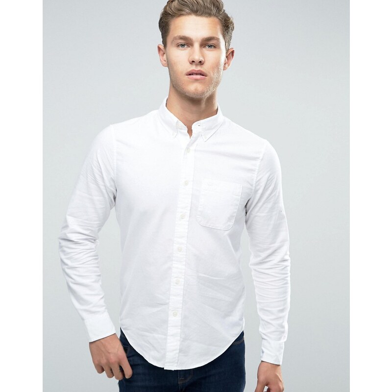 Abercrombie & Fitch - Schmal geschnittenes Oxford-Hemd in Weiß - Weiß