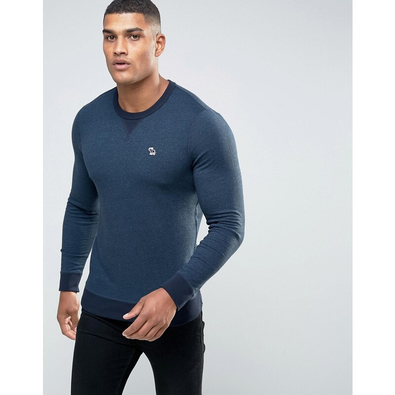Abercrombie & Fitch - Marineblaues Sweatshirt mit Rundhalsausschnitt und Markenlogo - Marineblau