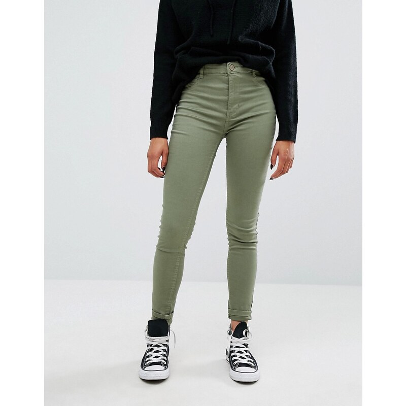 Pull&Bear - Skinny-Jeans mit mittelhohem Bund - Grün