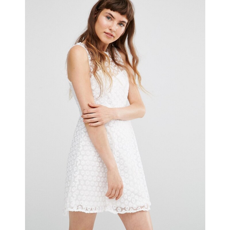 Qed London - Kleid mit Gänseblümchenmotiv - Weiß