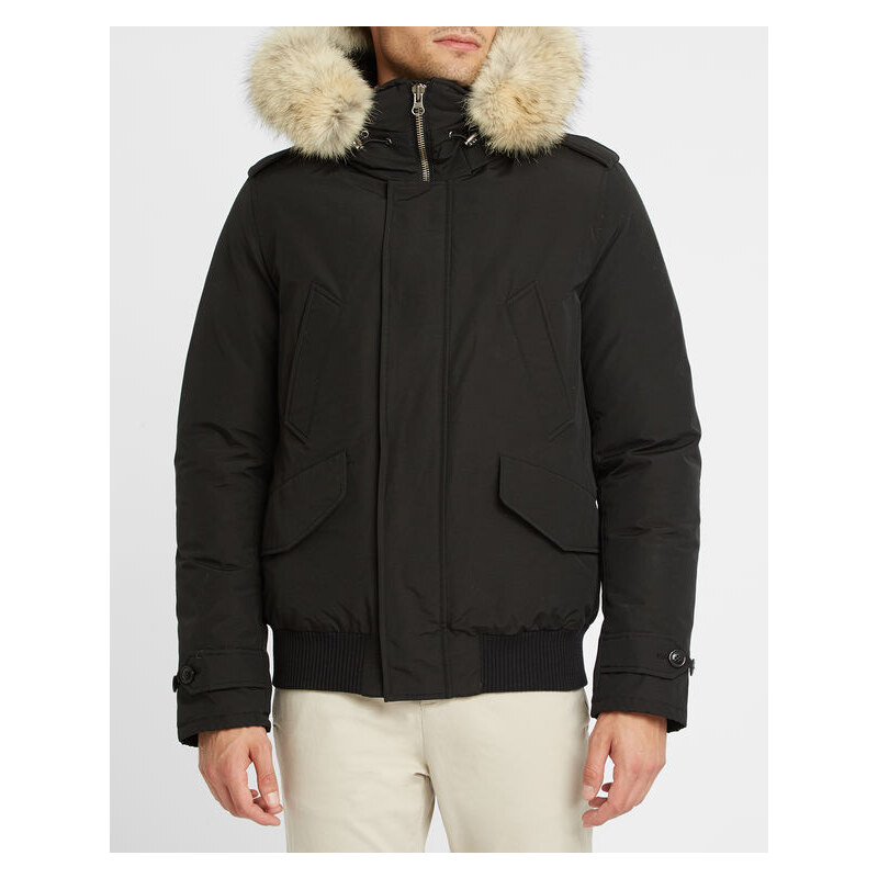 WOOLRICH Jacke mit abnehmbarer Kapuze mit Fell Polar Jacket in Schwarz
