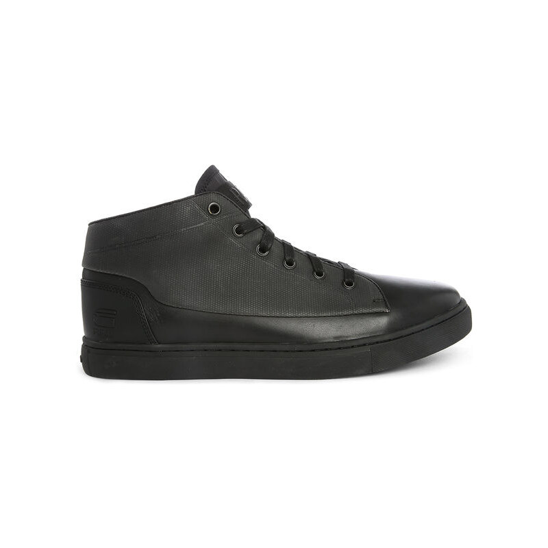 G-STAR Halbhohe, einfarbig schwarze Sneaker aus zwei Materialien Thec