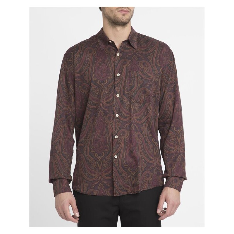 OUR LEGACY Bordeauxrotes Hemd Initial mit Paisley-Aufdruck