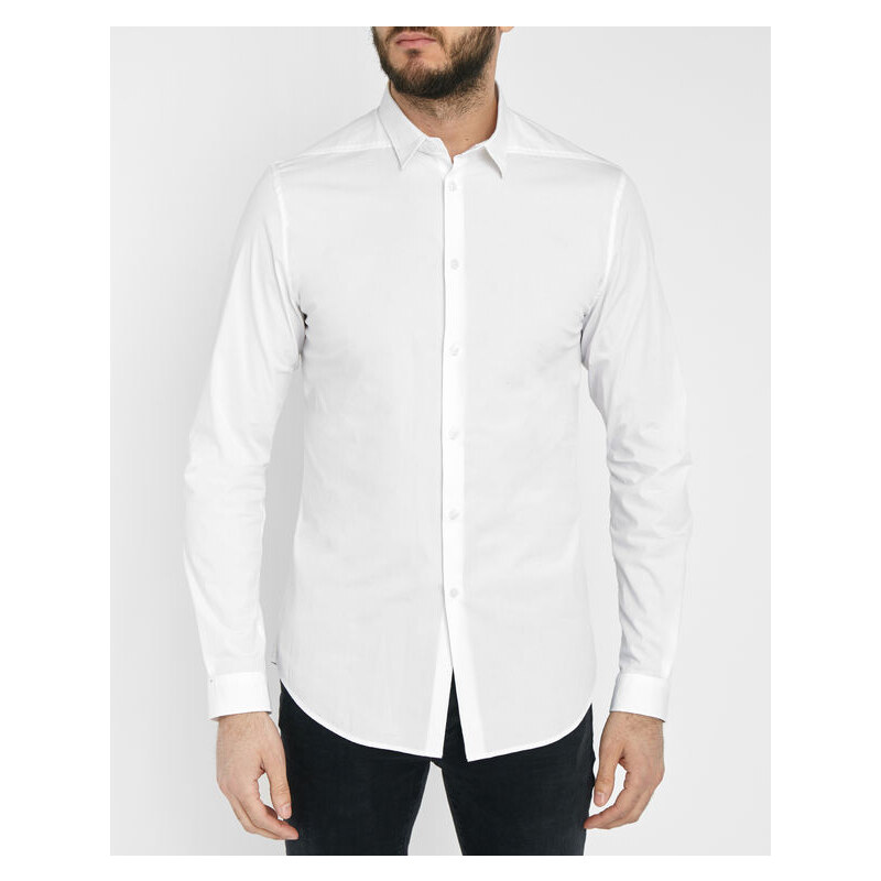 IKKS Weißes Bimaterial-Slim-Hemd