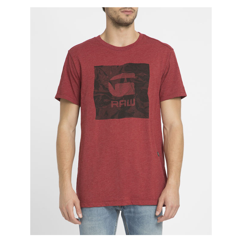 Rotes T-Shirt mit Rundhalsausschnitt Ceyrin und aufgedrucktem G-star-Logo