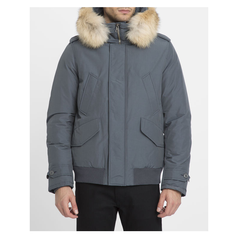 WOOLRICH Jacke mit abnehmbarer Kapuze mit Fell Polar Jacket in Grau