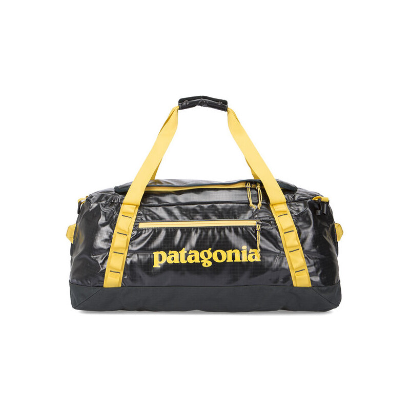 PATAGONIA Anthrazitgrau-gelbe Handgepäcktasche mit Trägern Duffle Black Hole 60L
