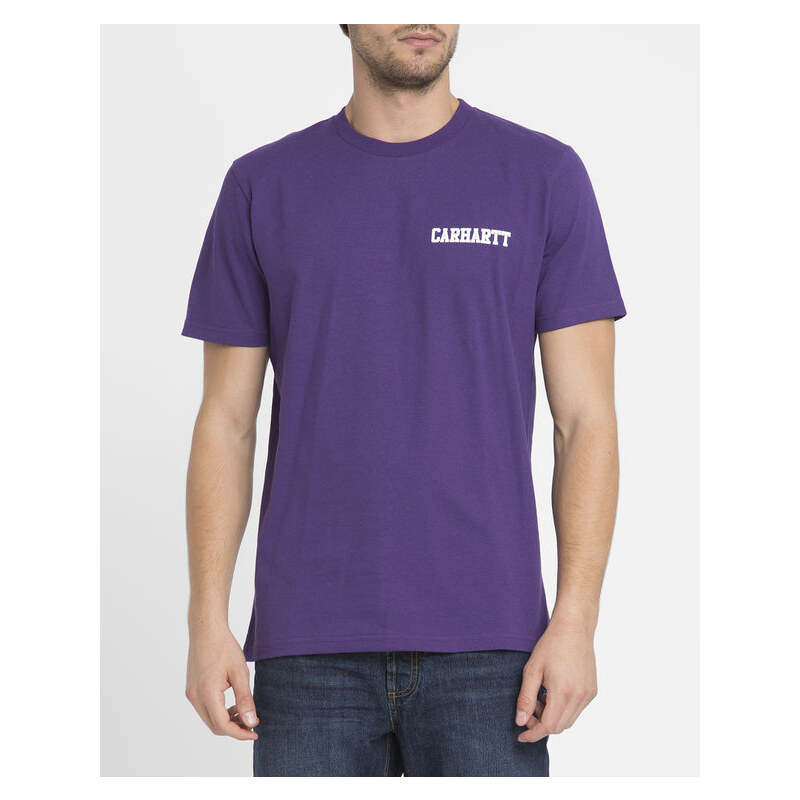 CARHARTT WIP Violettes T-Shirt mit Rundhalsausschnitt und Brustaufdruck College