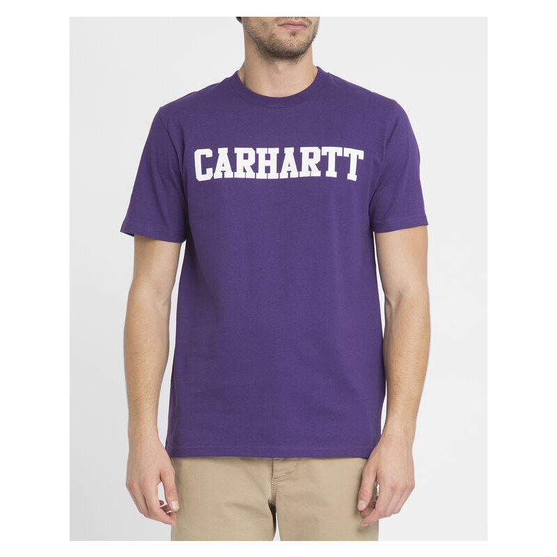 CARHARTT WIP Violettes T-Shirt mit Rundhalsausschnitt und College-Aufdruck