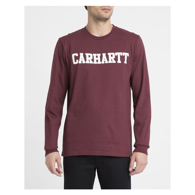 CARHARTT WIP Bordeauxrotes T-Shirt ML mit Rundhalsausschnitt College