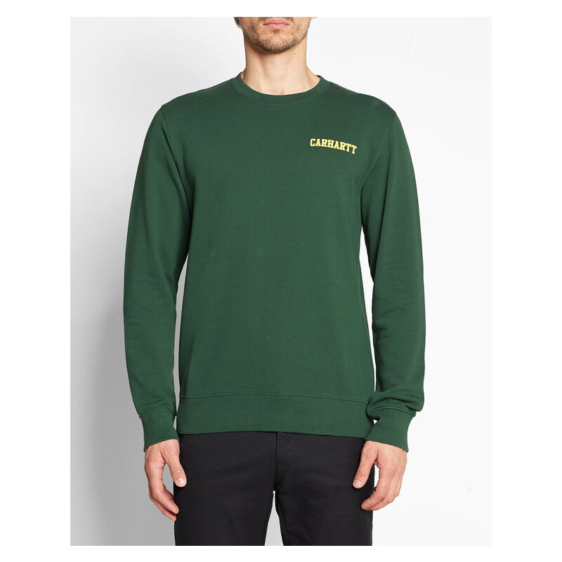 CARHARTT WIP Dunkelgrünes Sweatshirt mit Rundhalsausschnitt und Aufdruck College