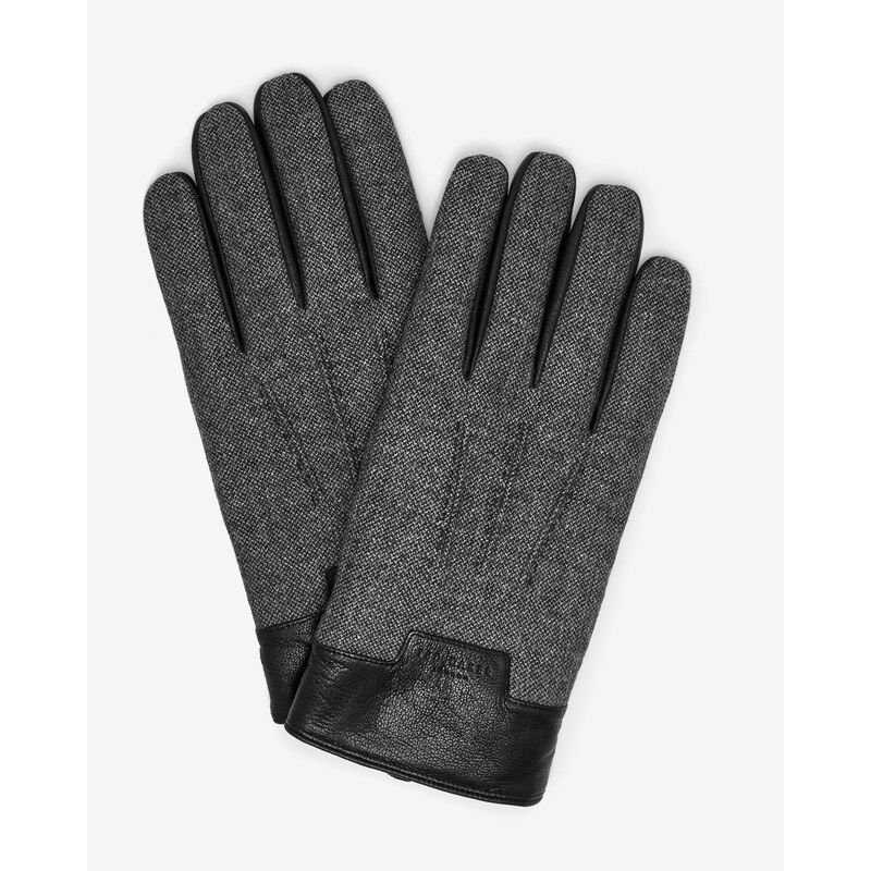 Ted Baker Mouliné-Handschuhe mit Lederdetails Grau