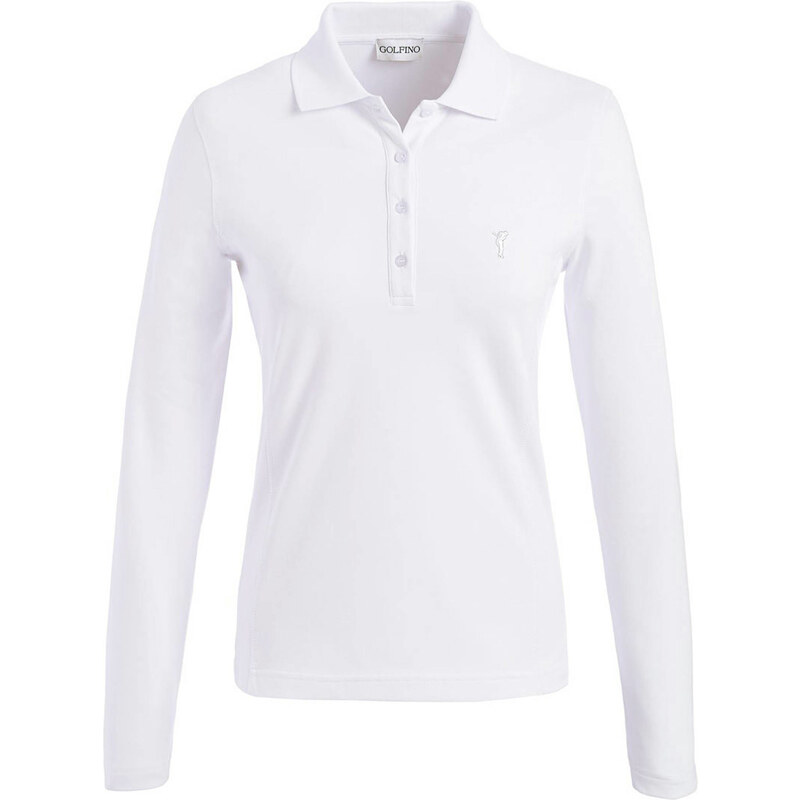Golfino: Damen Golf Polo-Shirt The Brushed Sun Protection Langarm, weiss, verfügbar in Größe 38