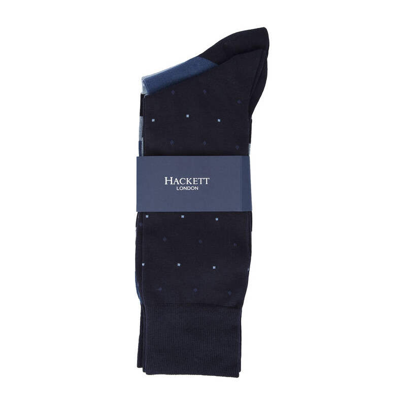 HACKETT Doppelpack gestreifte und gepunktete Socken aus marineblauer Baumwolle
