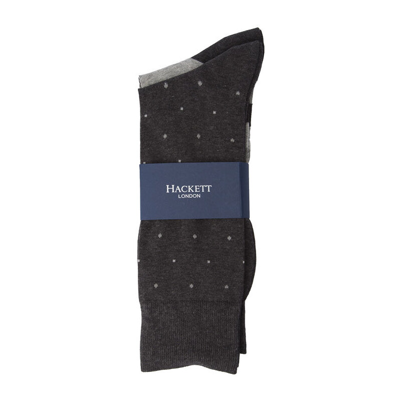 HACKETT Doppelpack gestreifte und gepunktete Socken aus grauer Baumwolle