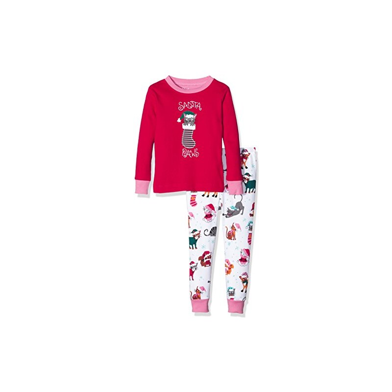 Hatley Mädchen Zweiteiliger Schlafanzug Pj (App) -Cats-Santa Paws