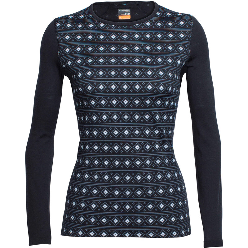 Icebreaker: Damen Shirt Oasis Long Sleeve Crew Align Langarm, schwarz, verfügbar in Größe L