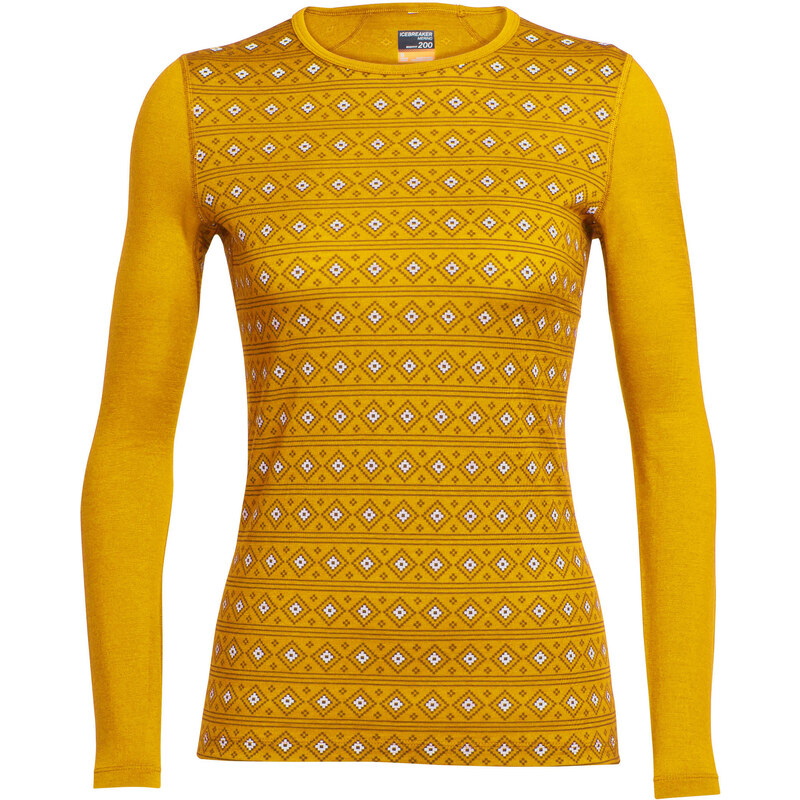 Icebreaker: Damen Shirt Oasis Long Sleeve Crew Align Langarm, gelb, verfügbar in Größe L