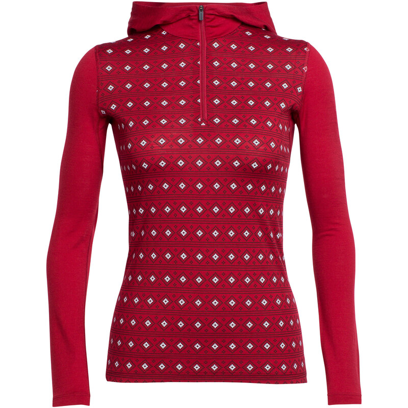 Icebreaker: Damen Hoodie Oasis Long Sleeve Half Zip Hood Align, rot, verfügbar in Größe XS