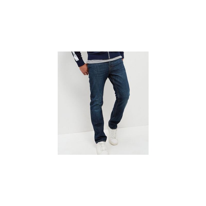 New Look Blaue Straight Jeans mit Stonewash-Effekt
