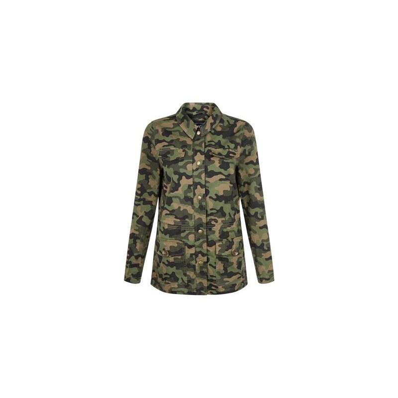 New Look Teenager – Hemdjacke mit Camouflage-Muster in Khaki