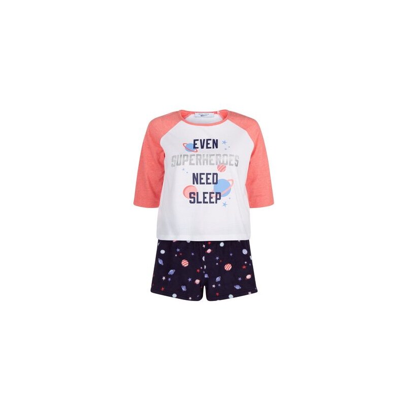 New Look Teenager – Pyjama-Set mit dem Aufdruck „Even Superheroes Need Sleep“