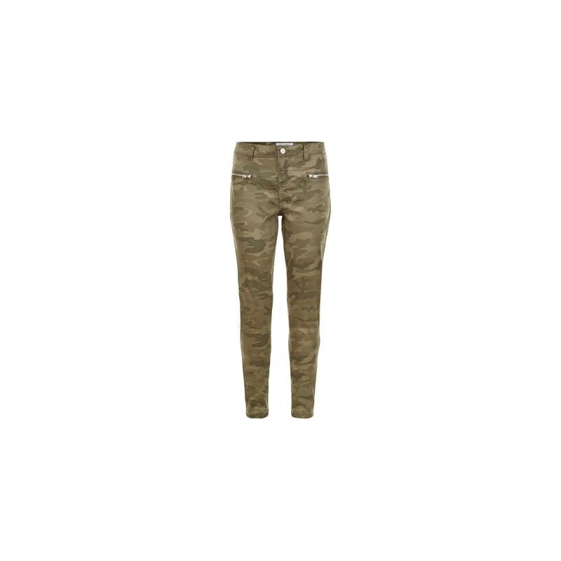 New Look Teenager – Khakifarbene Skinny-Jeans mit Camouflage-Muster