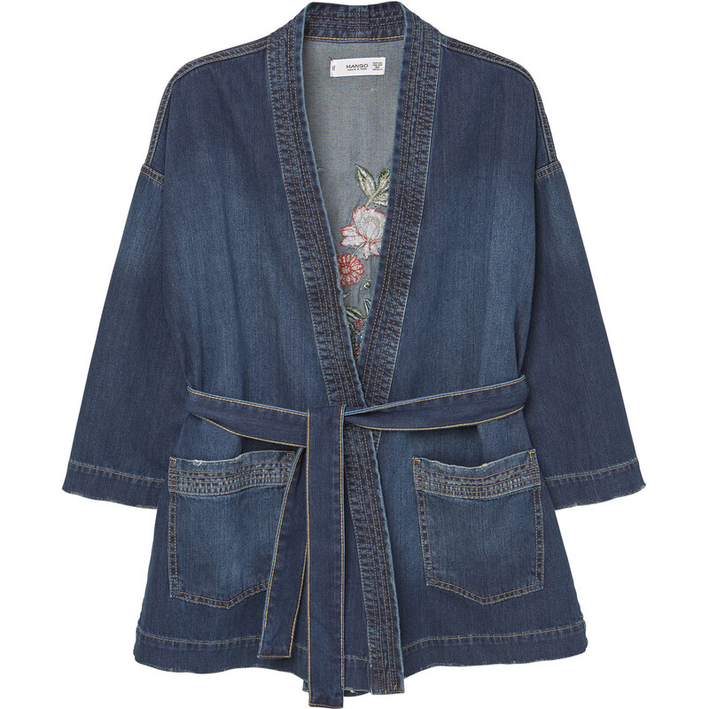 MANGO Bestickter Jeans-Kimono