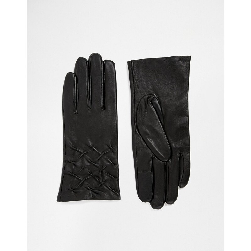 Totes - Smartouch-Handschuhe aus Leder mit Raffdetail - Schwarz