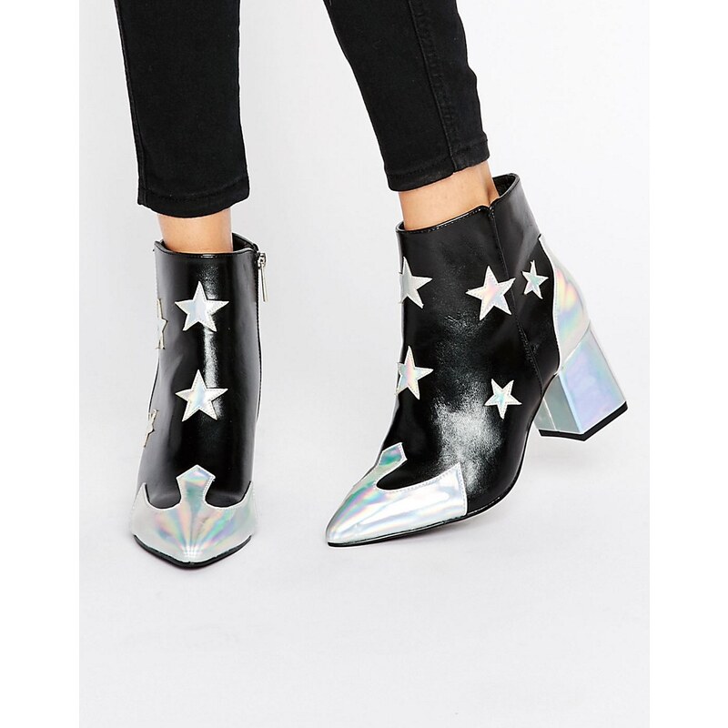 Daisy Street - Ankle-Boots mit Absatz und Sternenprint - Mehrfarbig