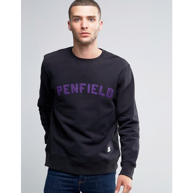 Penfield - Brookport - Sweatshirt mit Rundhalsausschnitt und College-Logo - Schwarz