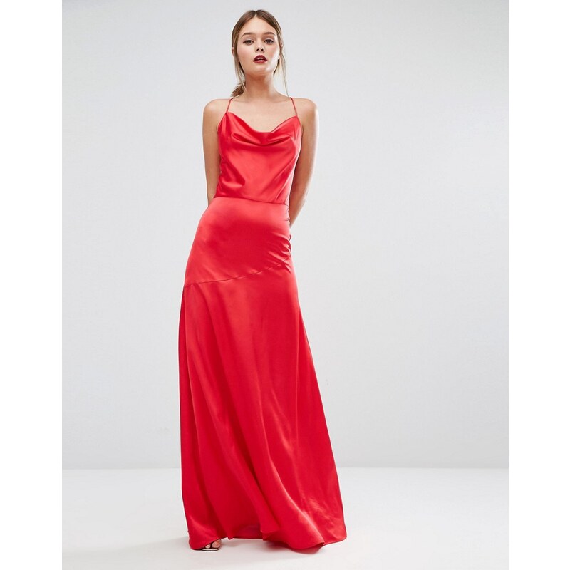 Jarlo - Kleid mit Wasserfallausschnitt und Trägern hinten - Rot