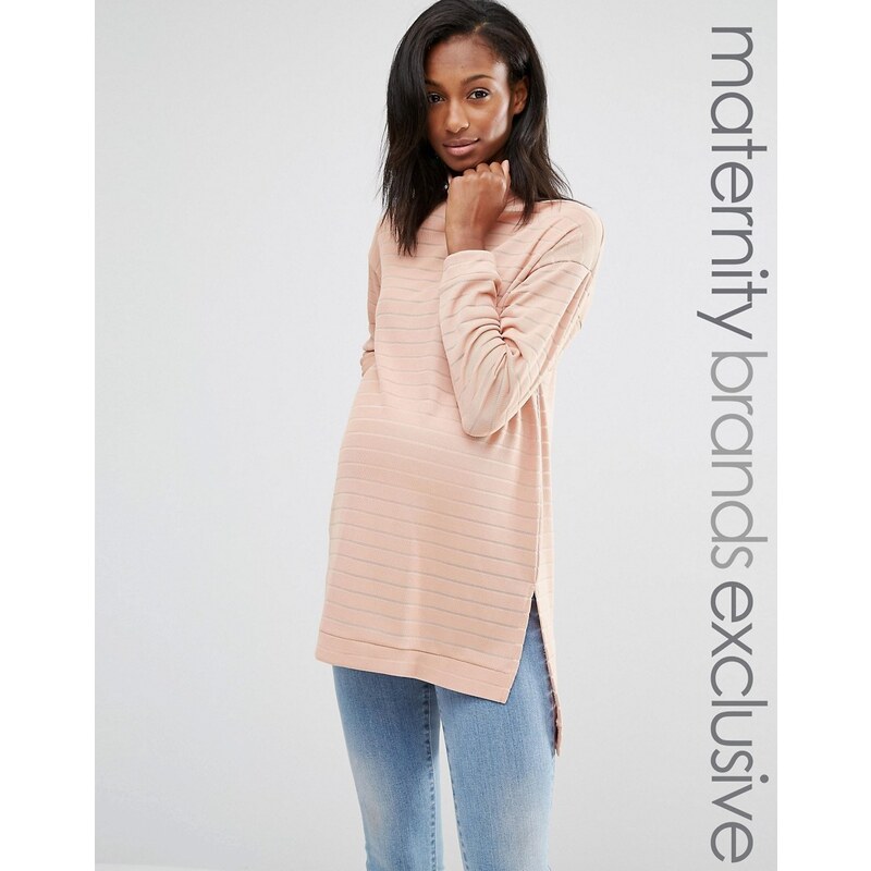 Bluebelle Maternity - Pullover mit Streifen und Stehkragen - Rosa