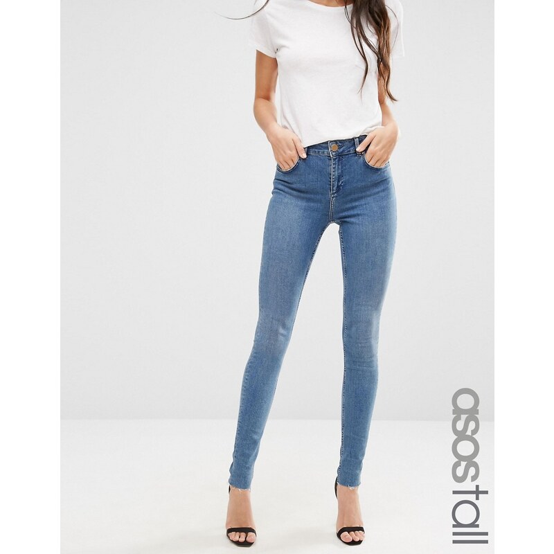 ASOS TALL - LISBON - Jeans mit mittelhohem Bund in Zoe-Waschung - Blau